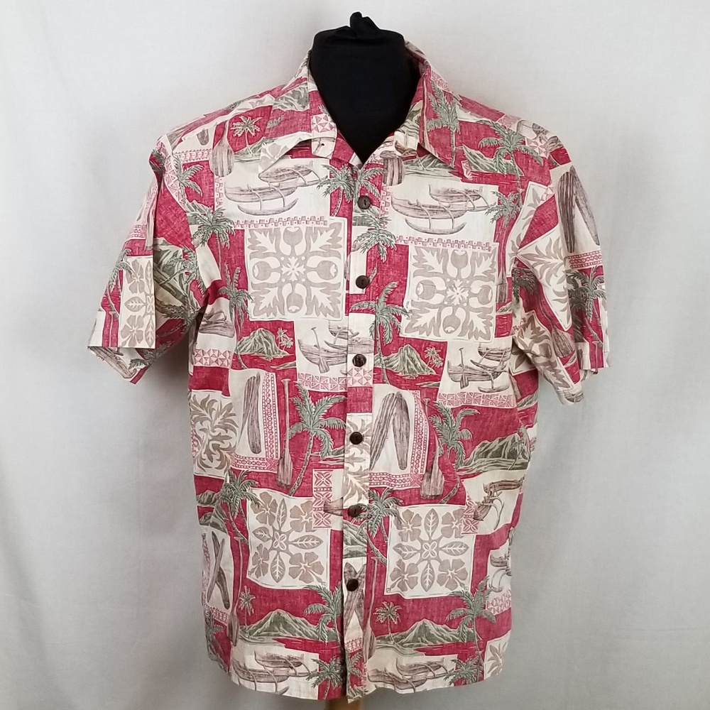 Paradise Bay Men's Hawaiian Button Down VTG Sz L